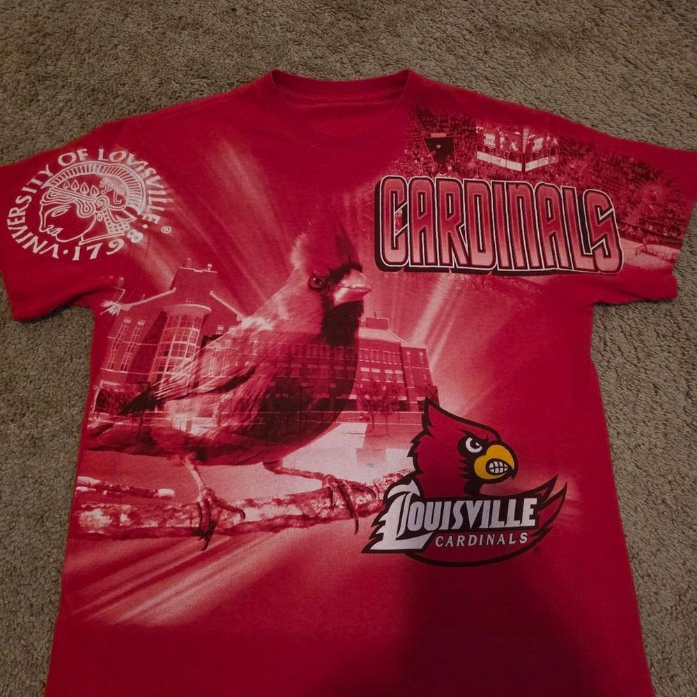 Red and White Louisville Cardinals All Over Print Men's Medium